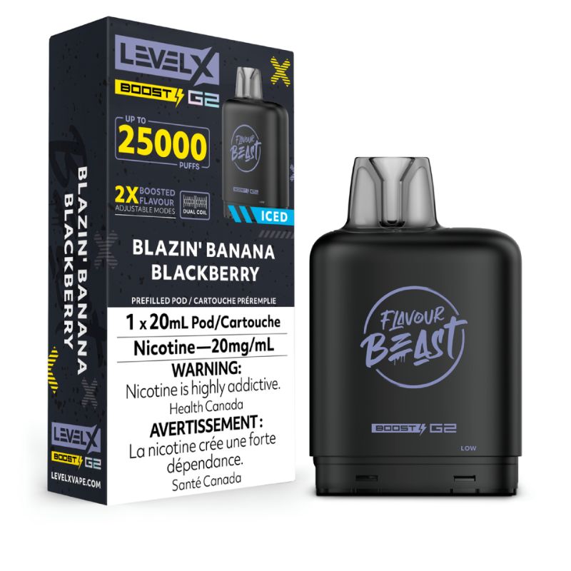 Federal *EXCISED* Nicotine Pod Flavour Beast Level X Level X Boost G2 Blazin' Banana Blackberry Box of 6