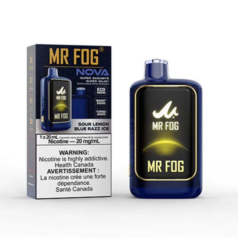 Federal *EXCISED* Disposable Vape Mr Fog NOVA 36K Blue Razz Steezy Sour Lemon Ice Box of 5