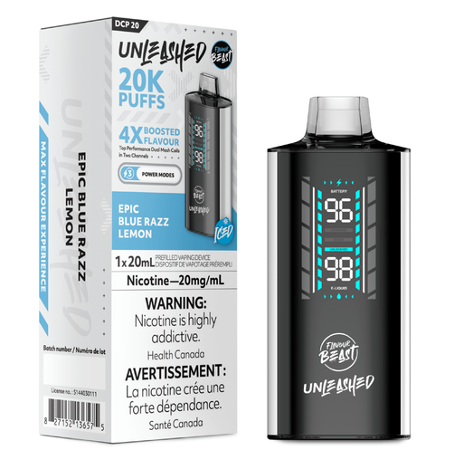 Manitoba *EXCISED* Disposable Vape Flavour Beast Unleashed DCP 20K Epic Blue Razz Lemon Box of 5