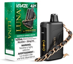 [krv1402b-fd] Federal *EXCISED* Disposable Vape Kraze Luna 42K Emerald Green Grape Box of 5