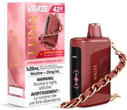 [krv1408b-on] Ontario *EXCISED* Disposable Vape Kraze Luna 42K Strawberry Cheese Delight Box of 5