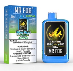 Manitoba *EXCISED* Disposable Vape Mr Fog NOVA Blue Razz Steezy Apple Box of 5